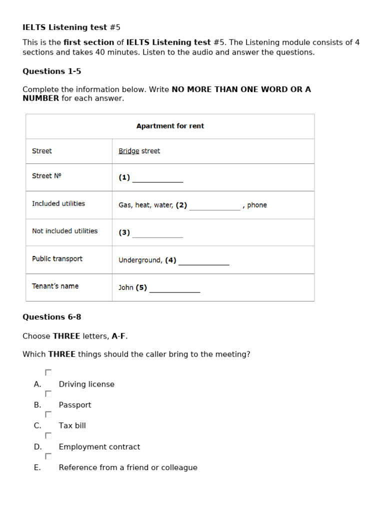 IELTS Listening Test 5 | PDF