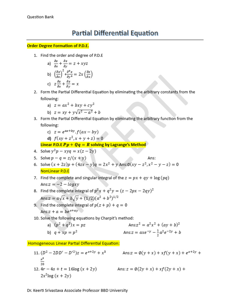 Partial Differential Equation 1 | PDF