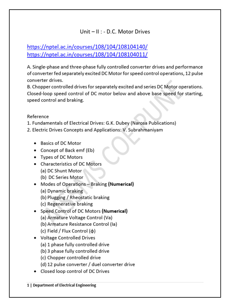 Notes - DC Motor Drives | PDF | Electromagnetic Induction | Electric Motor