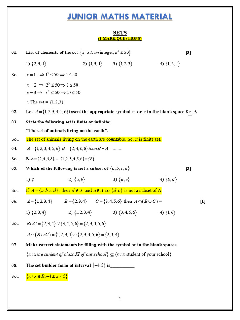 1 Mark - Maths_final | PDF | Number Theory | Mathematics