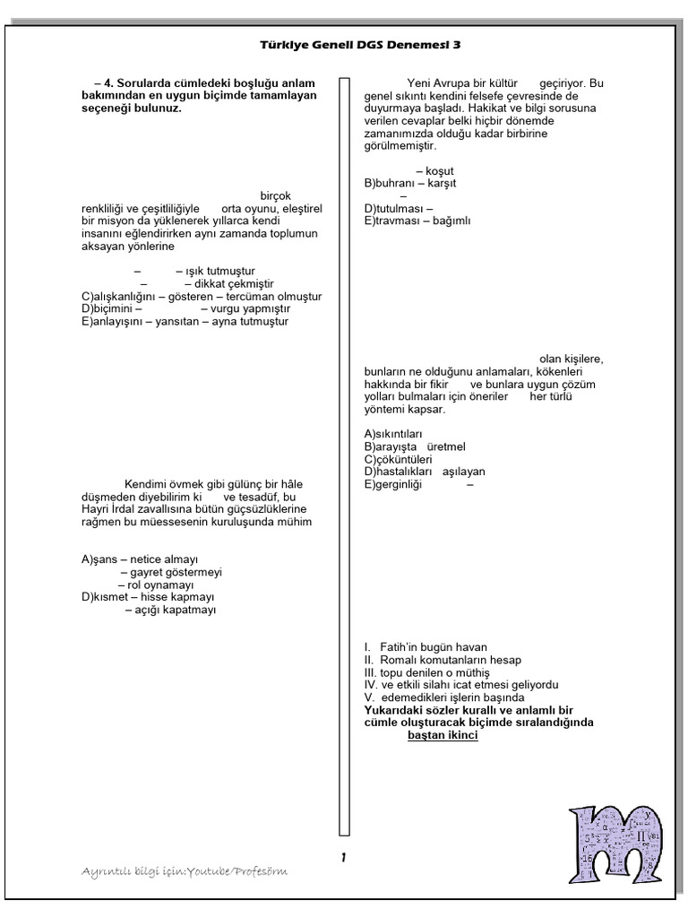 Dgs Denemesi 3 | PDF