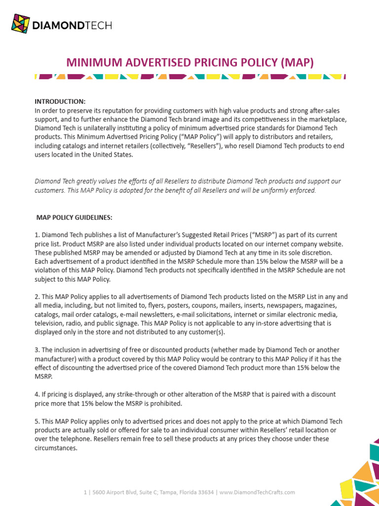 DT Crafts MAP Policy | PDF | List Price | Marketing