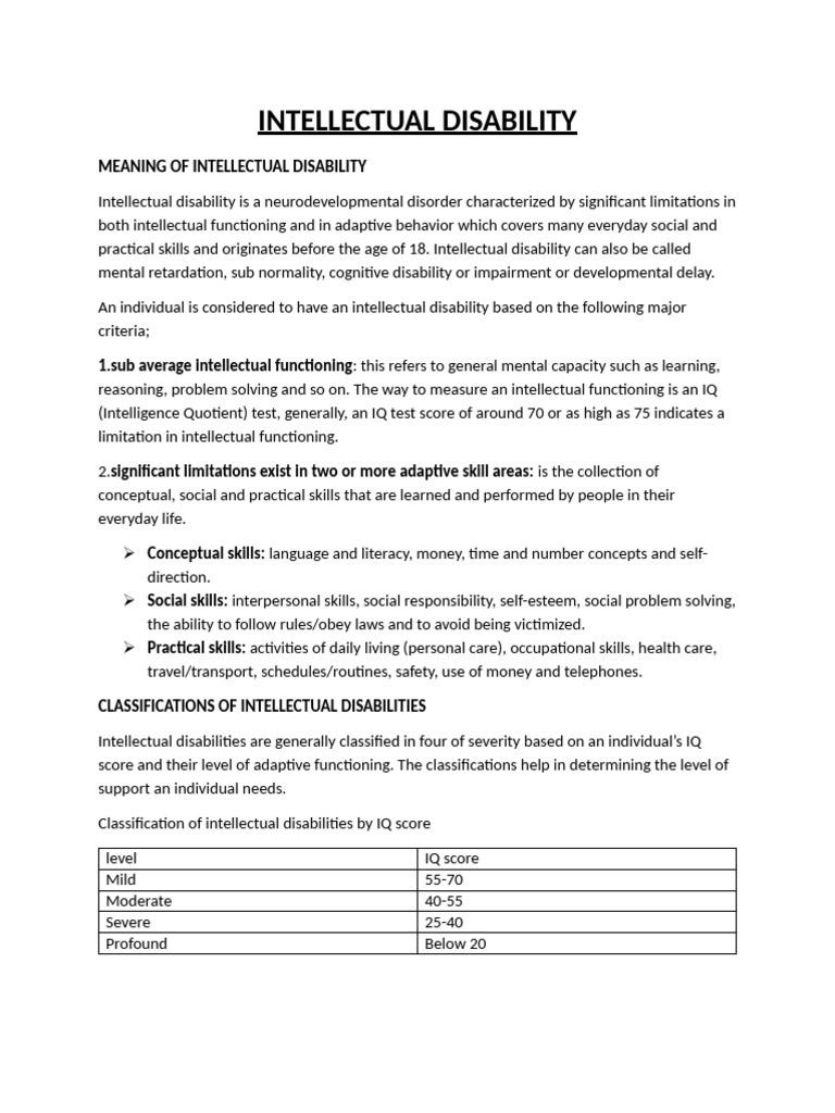 INTELLECTUAL DISABILITY-1 | PDF | Intellectual Disability ...