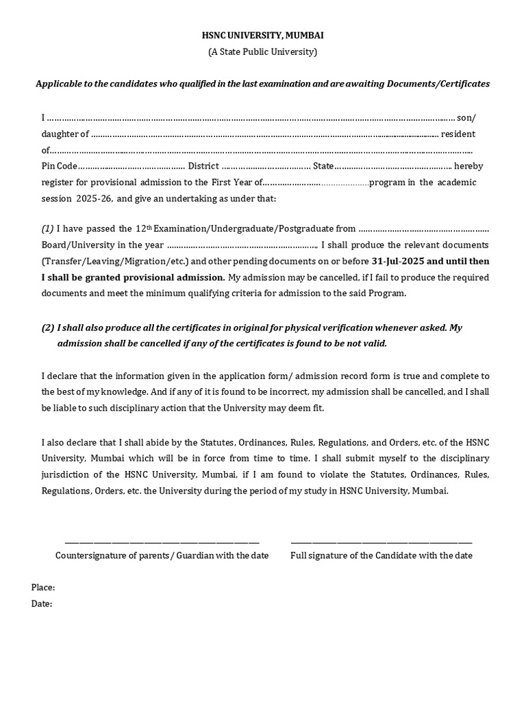 Undertaking Form | PDF