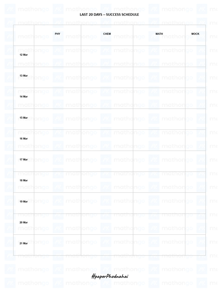 Day Wise Schedule - MathonGo | PDF
