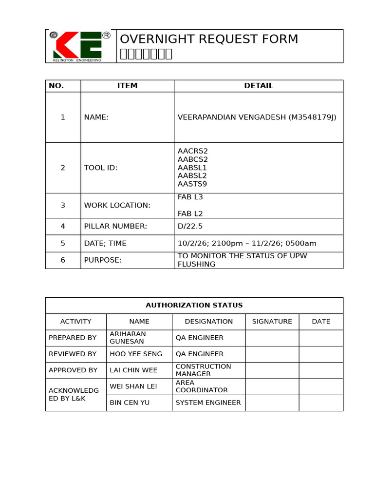 Overnight Request Form (1) | PDF