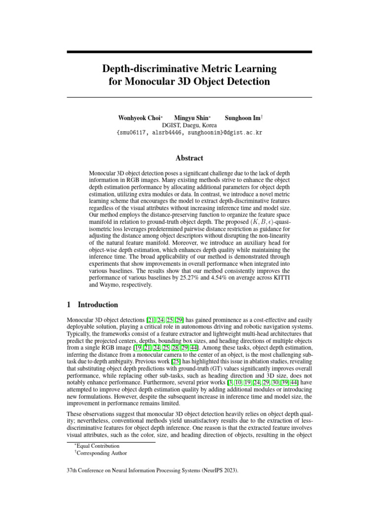 Depth 3D Object Detection | PDF | Geometry | Mathematics