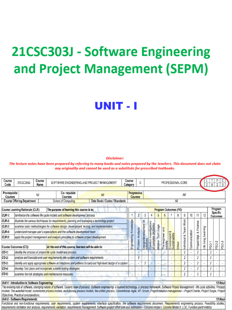 SEPM_Unit 1 | PDF | Software Development Process | Unified Modeling ...
