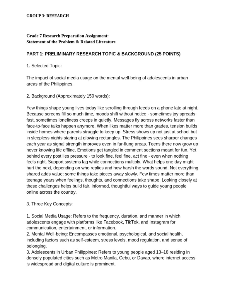 Group 3 Research (1) | PDF | Mental Health | Adolescence