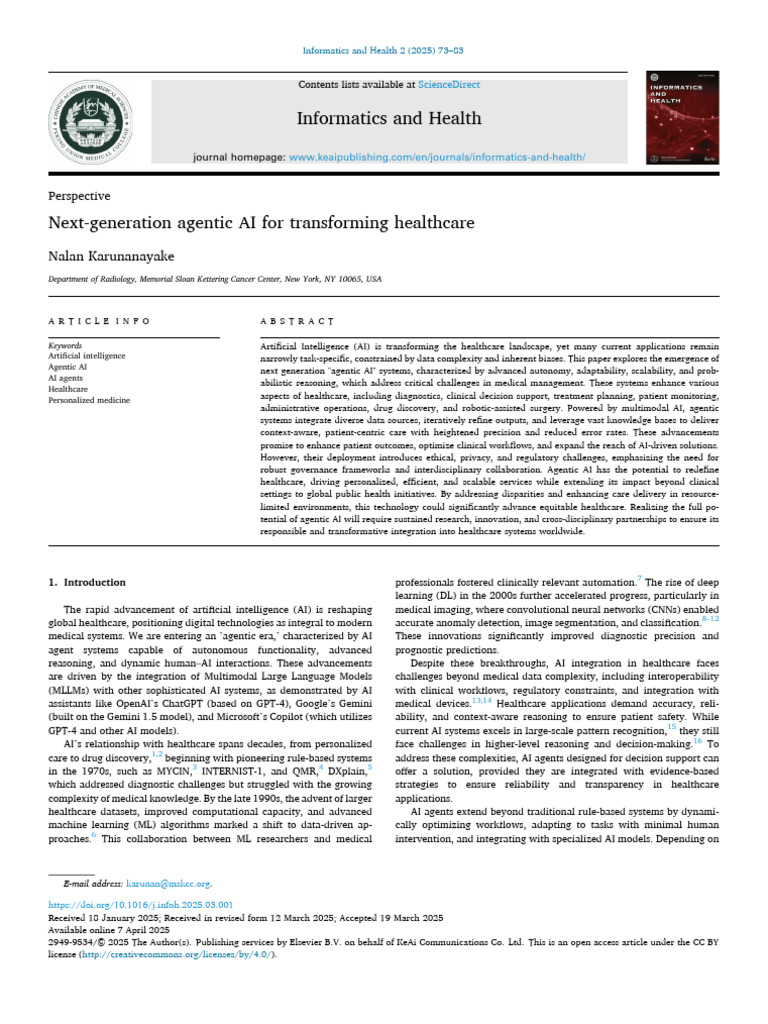Next-Generation Agentic AI For Transforming Healthcare | PDF ...