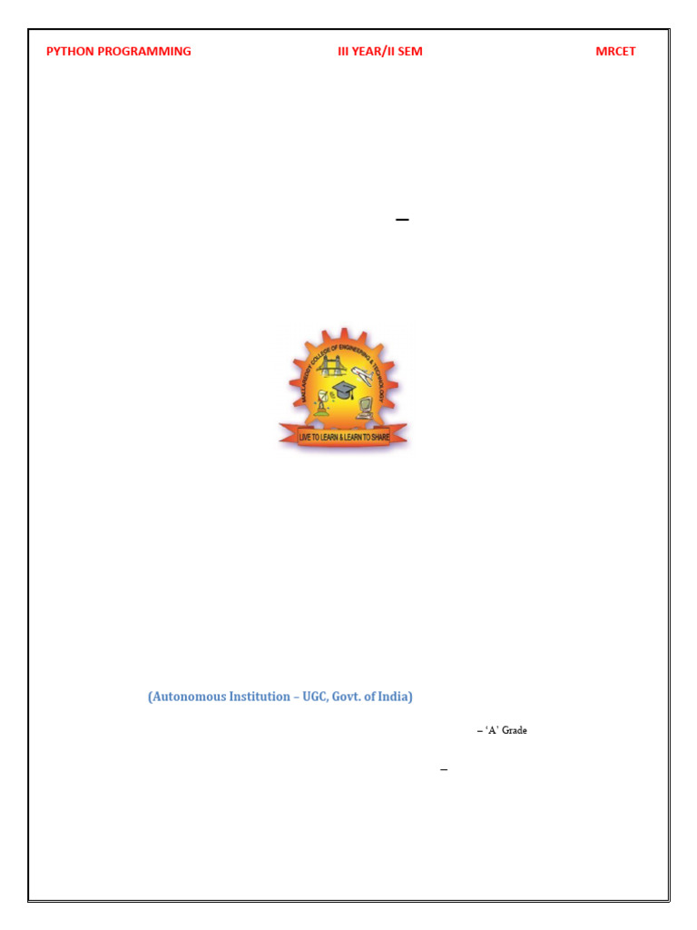 Python Programming Notes-1 | PDF