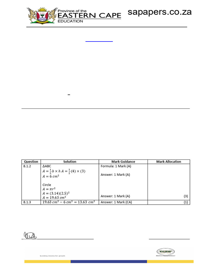 2019 Grade 9 Maths Final Exam Ec Memo Errata | PDF