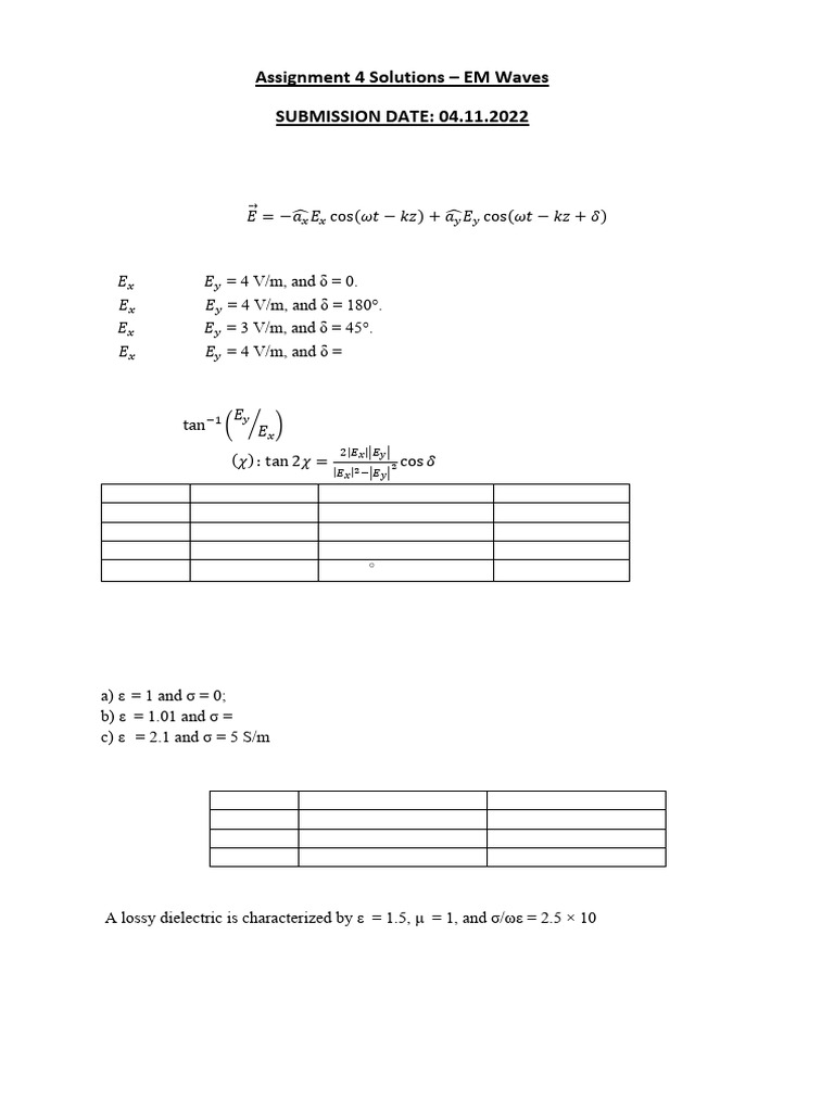 04 - Assignment Waves Solutions | PDF | Waves | Polarization (Waves)