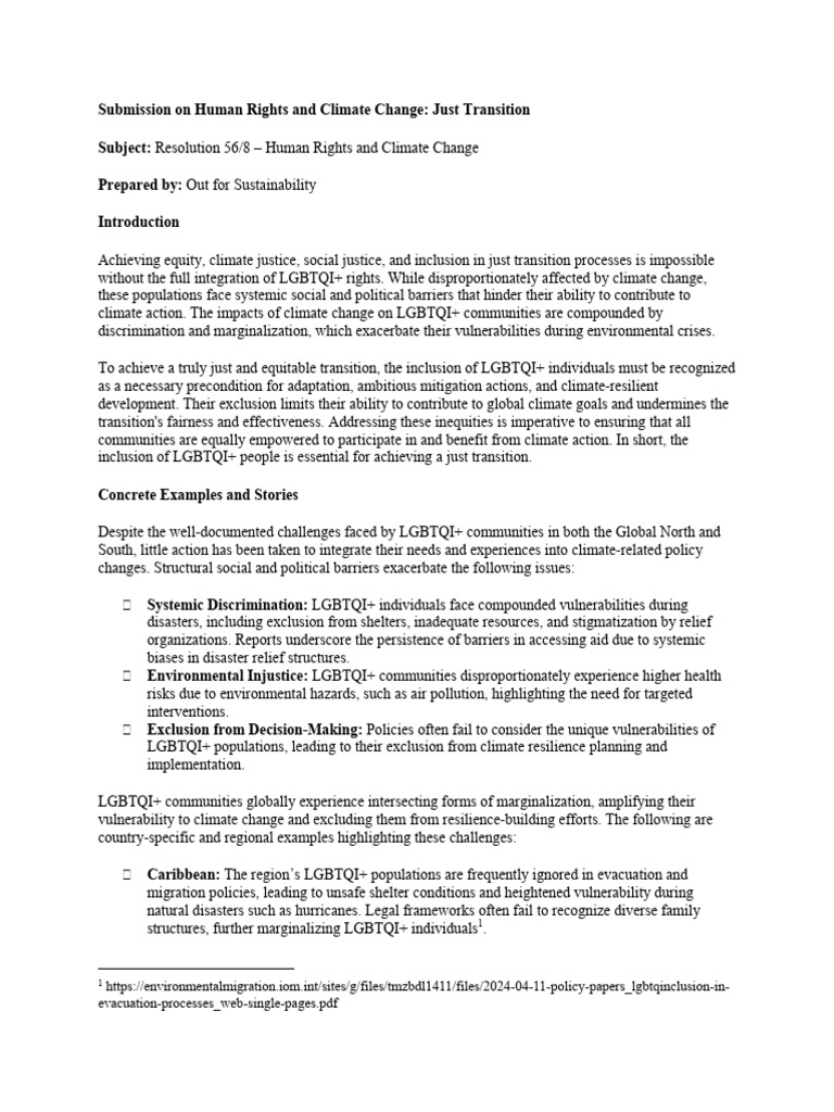 Submission on Human Rights and Climate Just Transition | PDF ...
