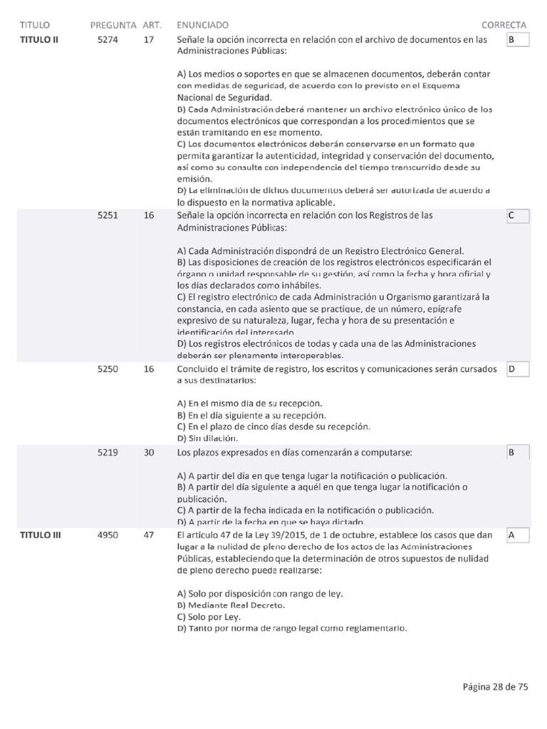 Test Ley 39 TITULO III (Respuestas) | PDF