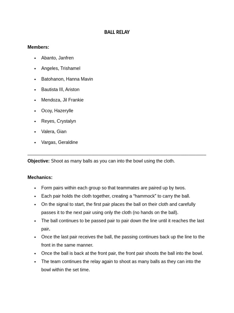 Ball Relay | PDF