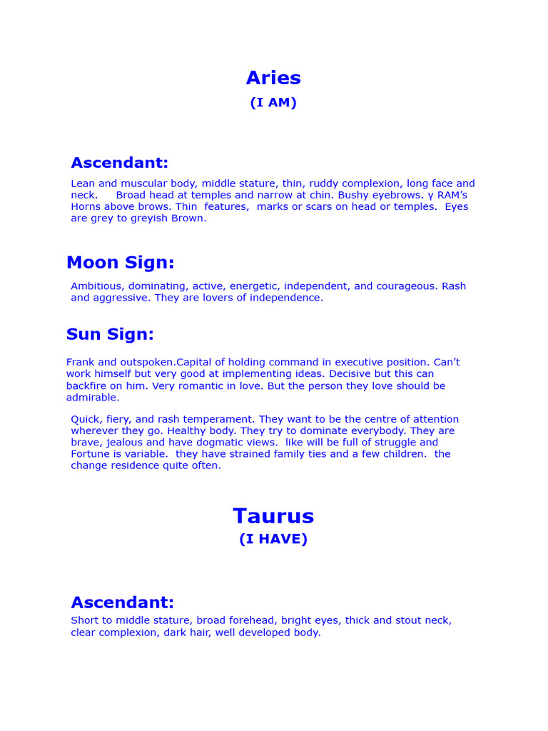 Signs Characteristics | PDF | Planets In Astrology | Astrology