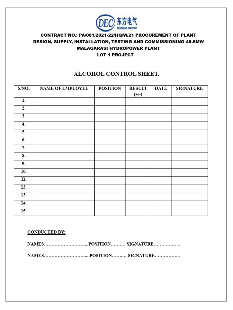 Alcohol Control Sheets | PDF