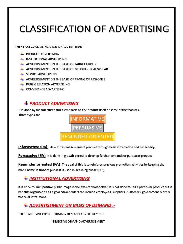 Classification of Advertising | PDF | Advertising | Retail