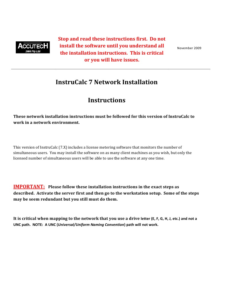 InstruCalc Network Install Instructions | PDF | Utility Software ...
