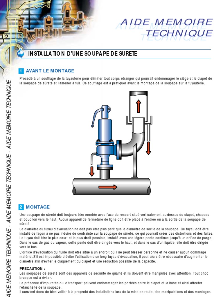 Installation de la soupape de sécurité PDF Tuyau Ingénierie mécanique — free download