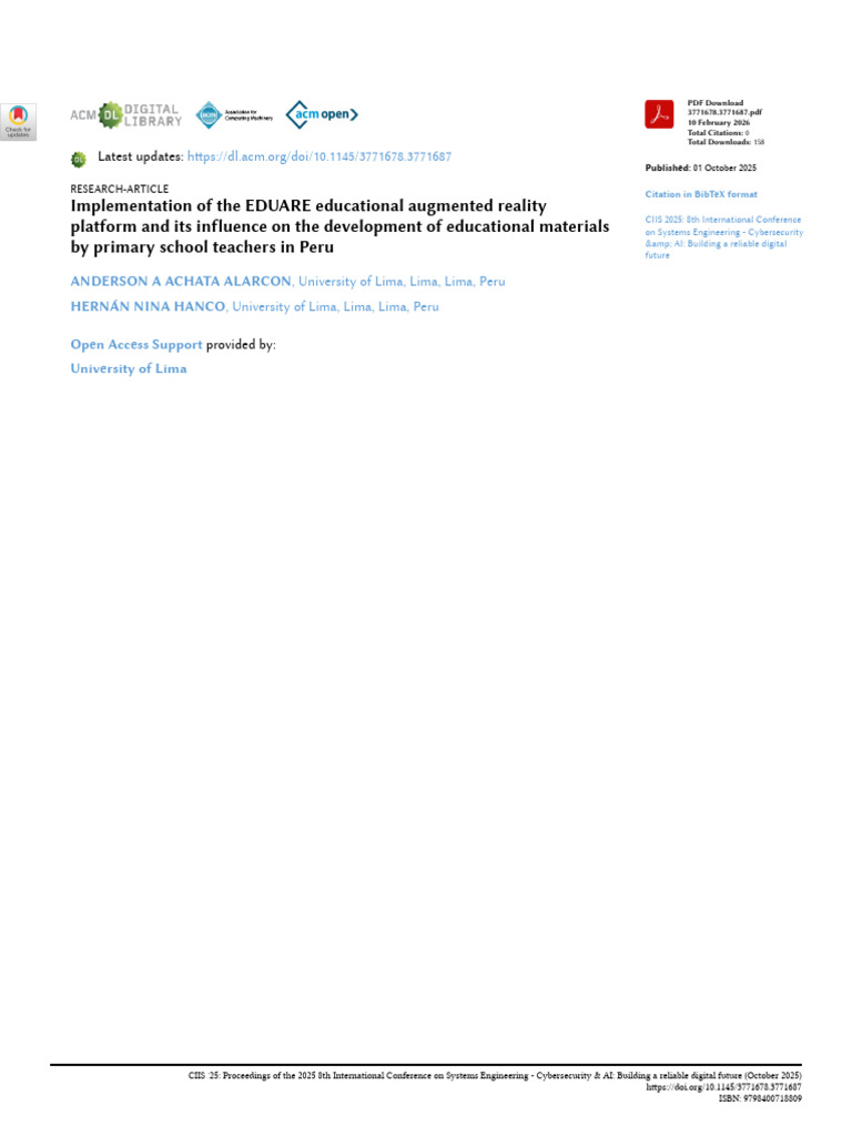 Implementation of the EDUARE Educational Augmented Reality | PDF ...