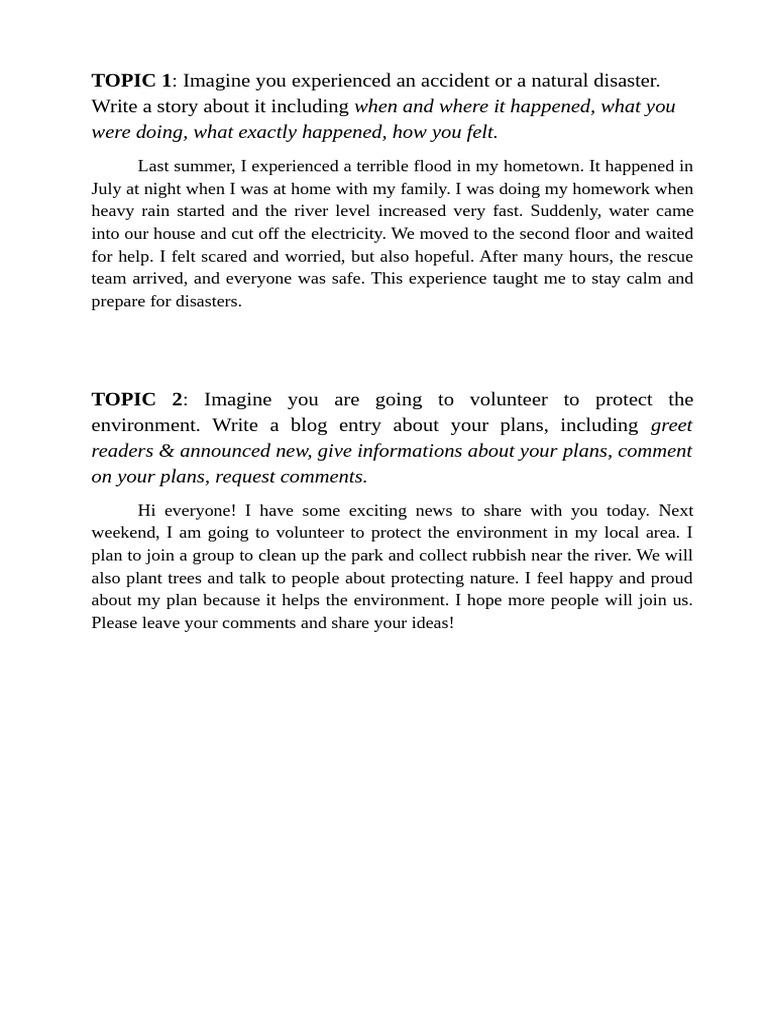 Topics For Writing - L P 8 | PDF