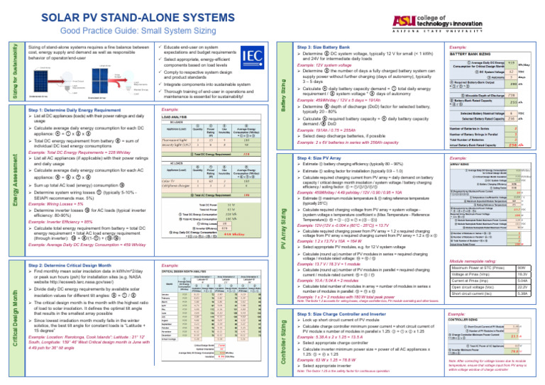 ASU Poster Solar Sizing | PDF | Photovoltaic System | Energy Technology