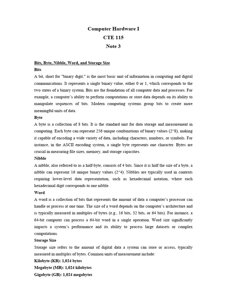 Cte 115 Note 3 | PDF | Bit | Byte