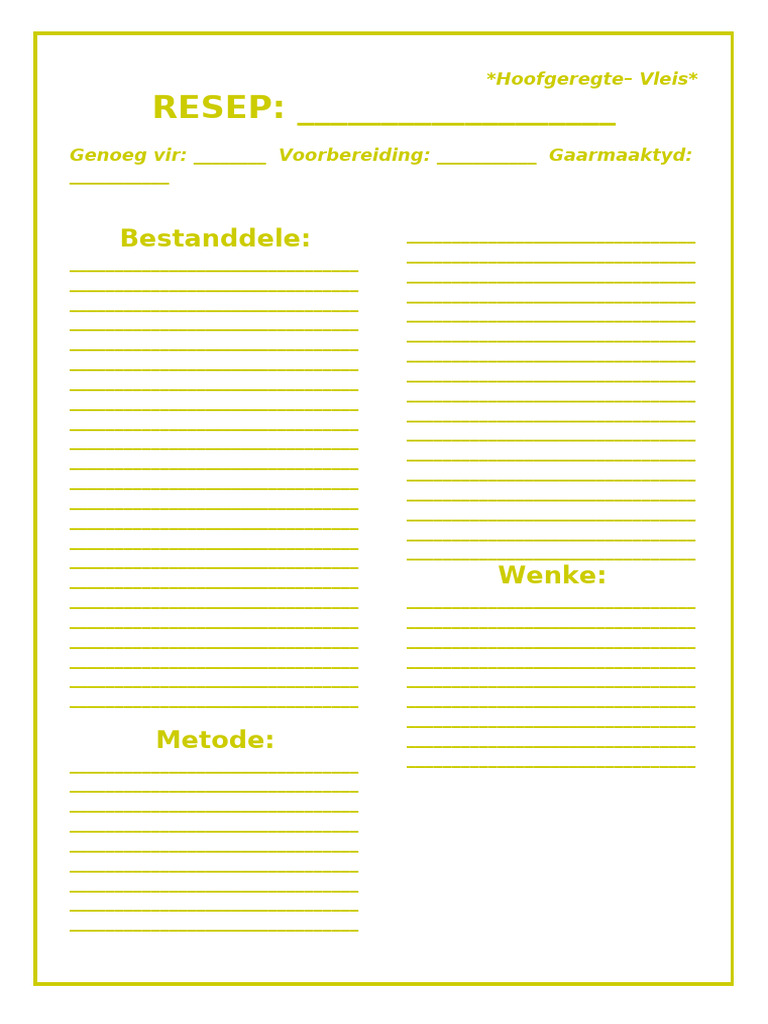 Resepte Kaart _ Vleis | PDF