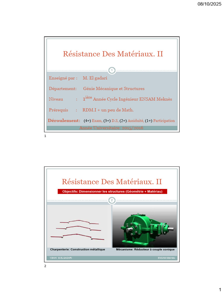 Cours RDM2 Complet PM - Version Etudiant | PDF | Flexion (matériau ...