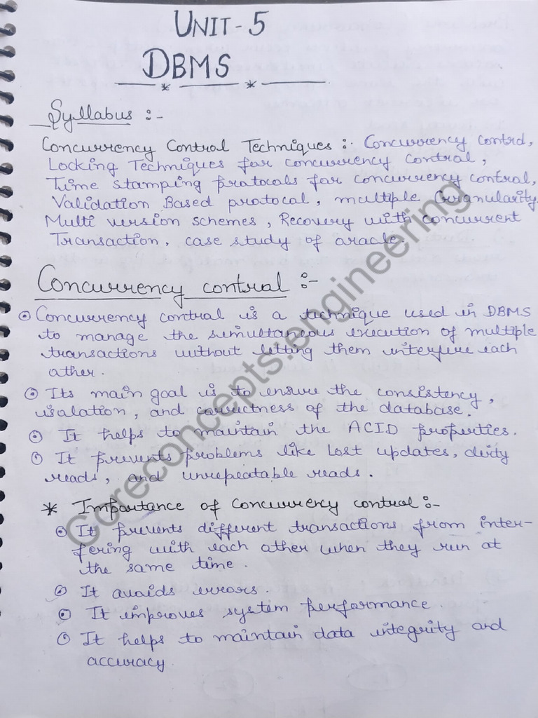 Unit-5 DBMS by Coreconcepts - Engineering | PDF