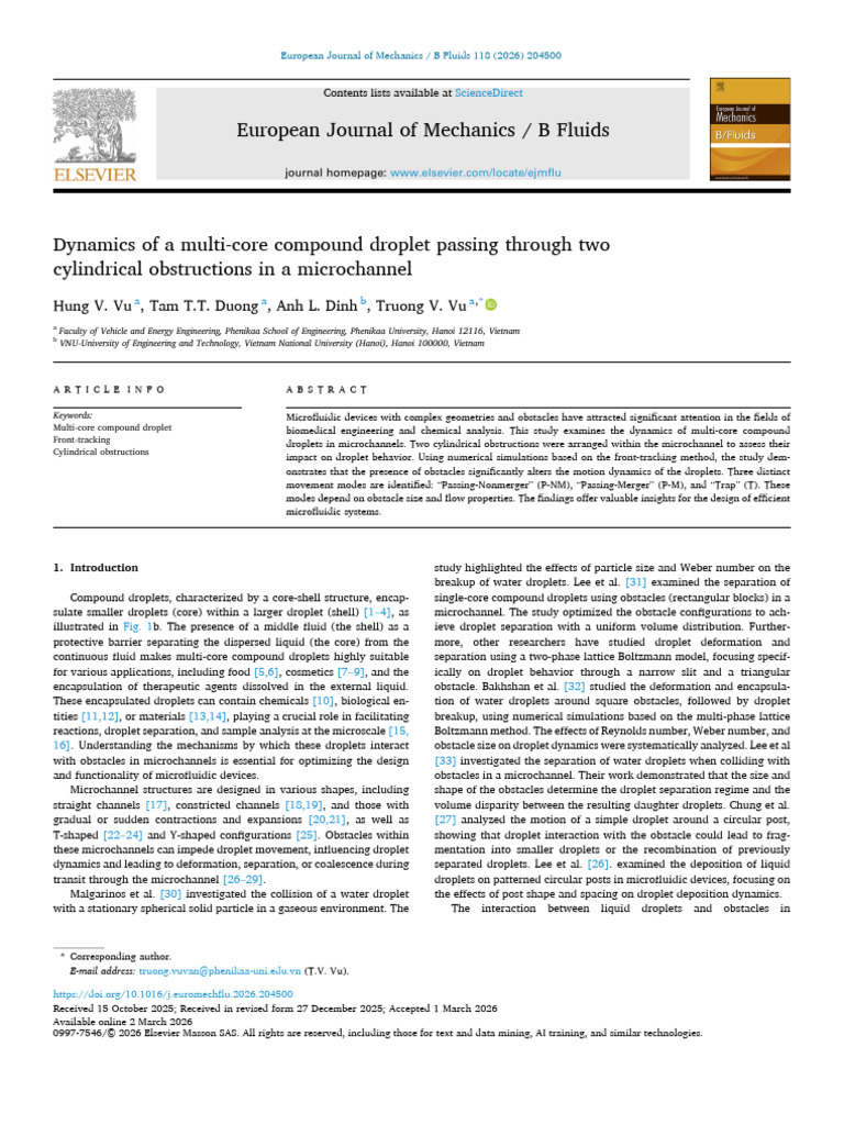 Dynamics of a Multi-core Compound Droplet Passing Through Two ...