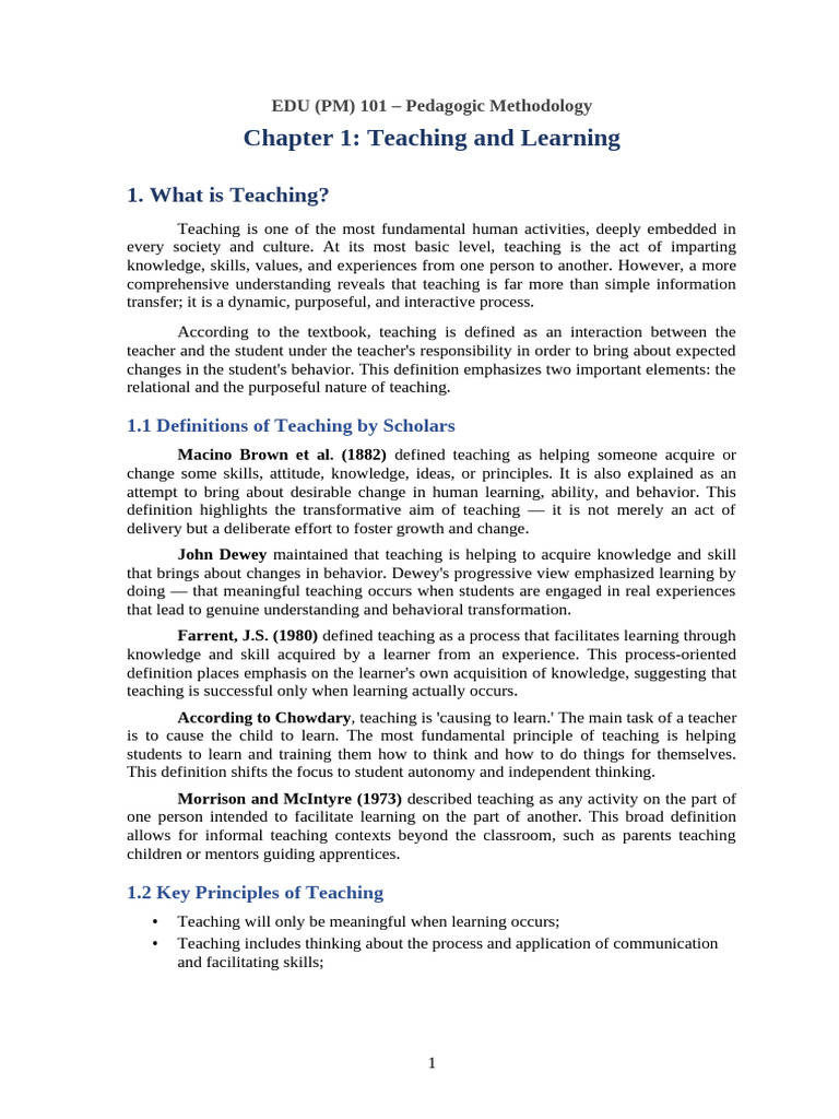Teaching Learning Methodology Essay | PDF | Learning | Methodology