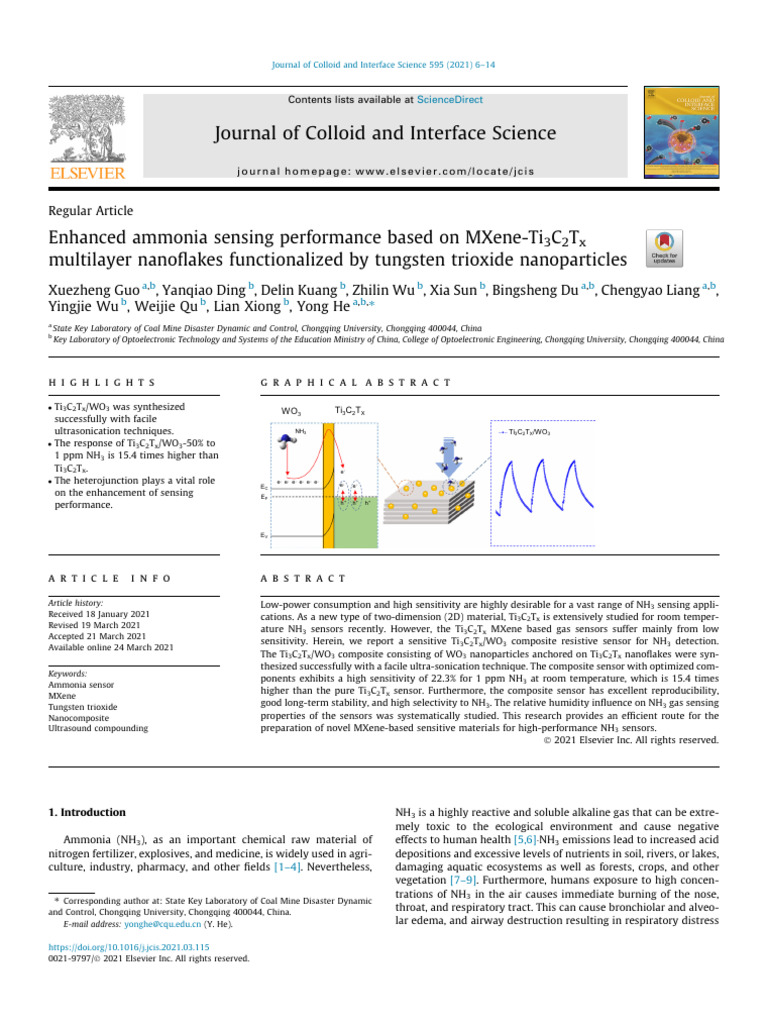 2-JCIS-Enhanced Ammonia Sensing Performance Based On | PDF | Ammonia ...