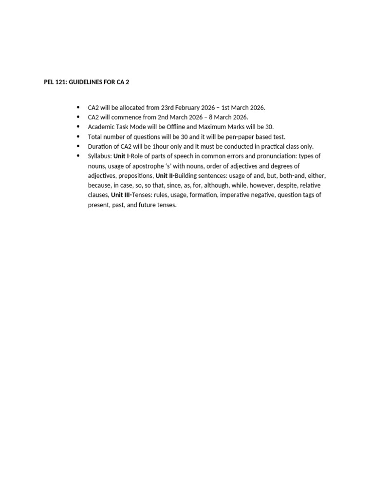 CA2 Guidelines For Students | PDF