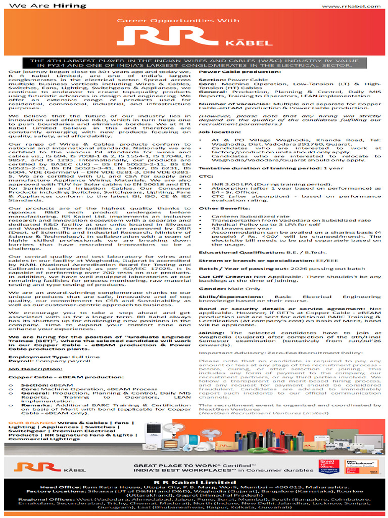 RR Kabel GET 2026 Batch | PDF