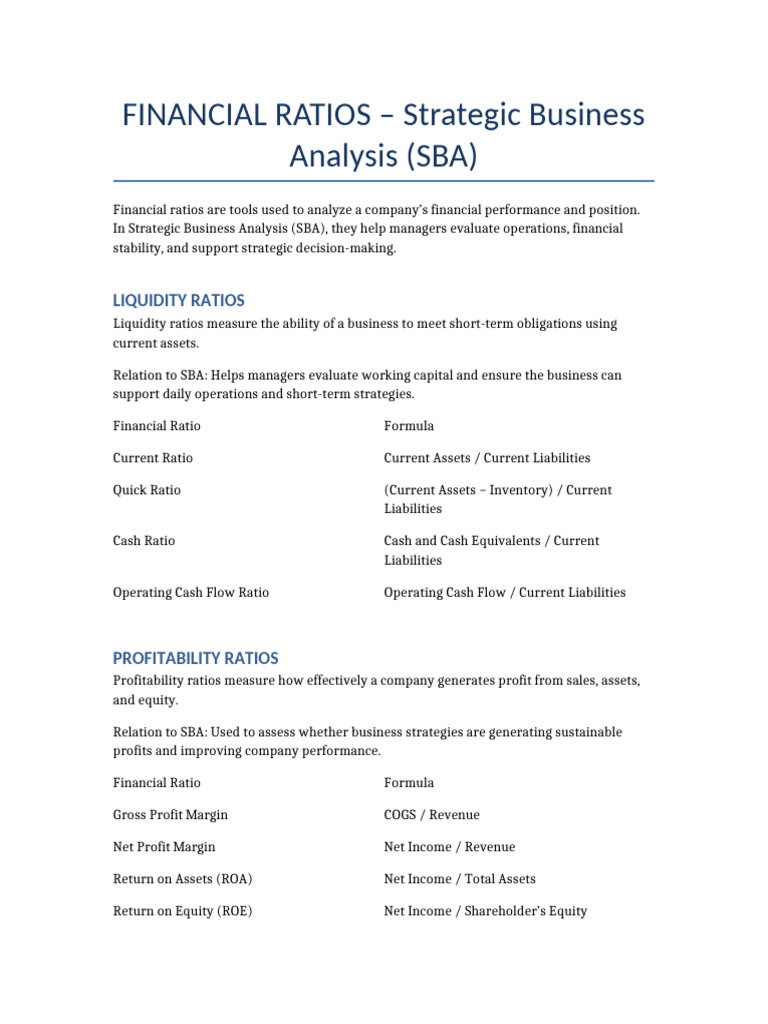 Financial Ratios SBA Retouched | PDF | Equity (Finance) | Financial Ratio
