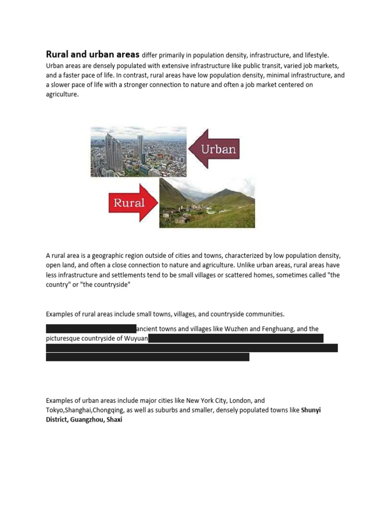Rural and Urban Areas | PDF