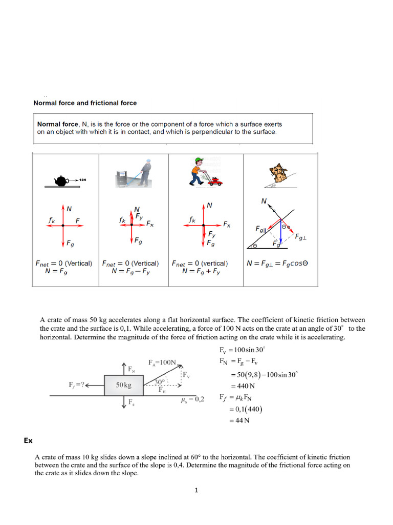 Normal Force and Frictional Force | PDF