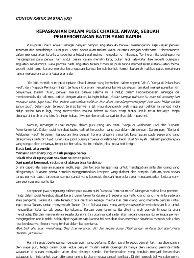 53185234 Contoh Kritik Sastra