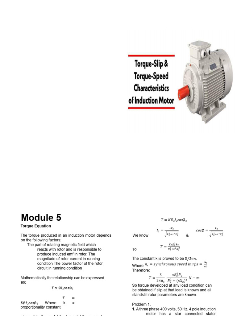 Module 5 Torque and Speed of Induction Motor For Students | PDF ...