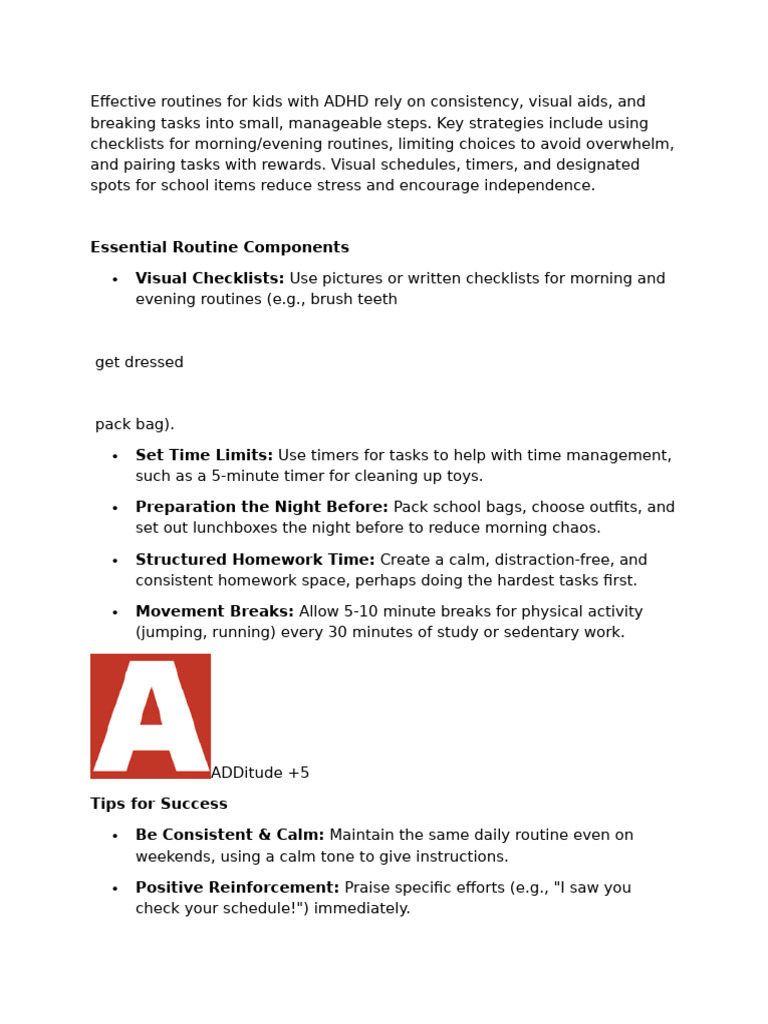 ADHD Routines for Daily Reference and Guides | PDF | Attention Deficit ...