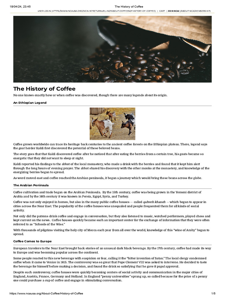 The History of Coffee | PDF | Coffee | Drink