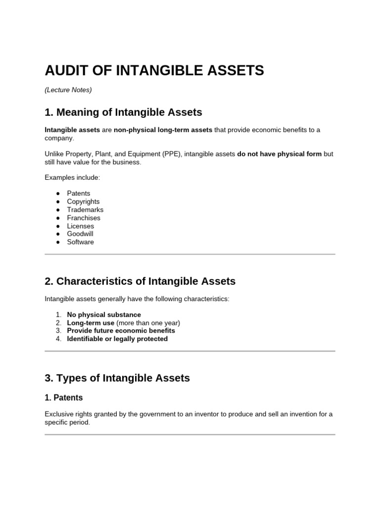 Audit of Intangible Assets | PDF | Intangible Asset | Goodwill (Accounting)