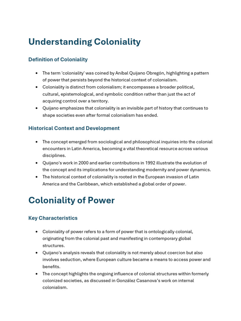 Understanding Coloniality | PDF | Epistemology | Knowledge