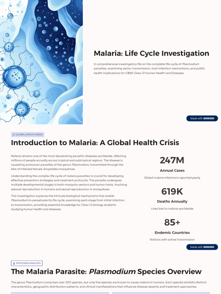 Malaria Life Cycle Investigation | PDF | Malaria | Plasmodium