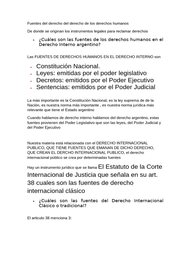 Fuentes Del Derecho Del Derecho de Los Derechos Humanos | PDF | Fuentes ...