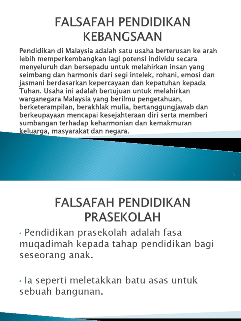 Falsafah Pendidikan Kebangsaan Prasekolah