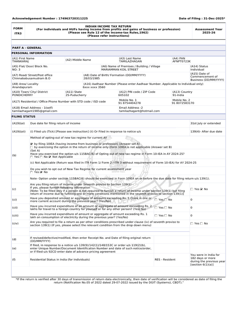 ITR Form | PDF | Taxes | Payments